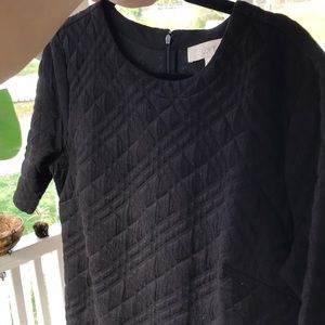 Ann Taylor Loft Quilted Black Dress